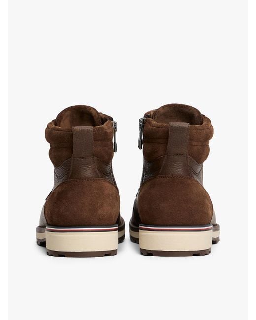 Bottes En Cuir Crantées À Lacets Tommy Hilfiger pour homme en coloris Brown