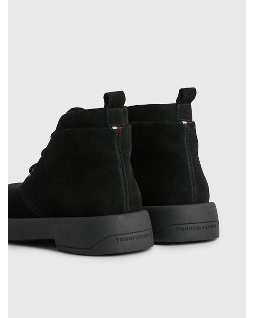 Tommy Hilfiger Suede Chunky Sole Lace-up Boots in Black for Men | Lyst UK