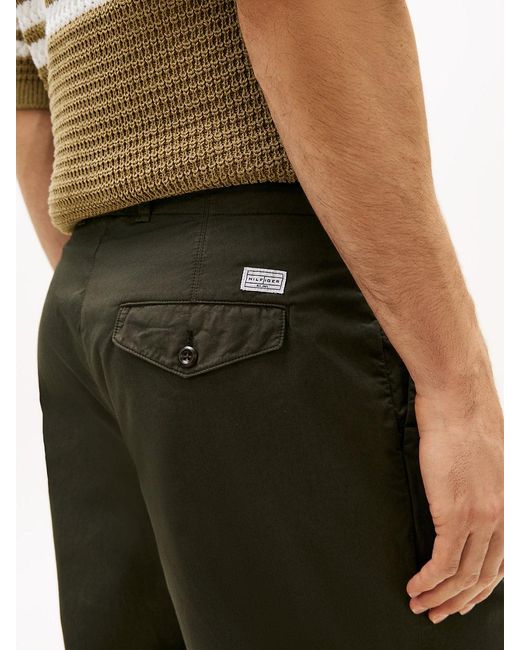 Tommy Hilfiger Green Lightweight Paper Touch Pleated Loose Trousers for men