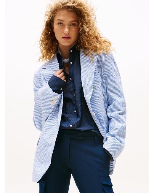 Blazer The Runway Collection Oversize A Righe di Tommy Hilfiger in Blue