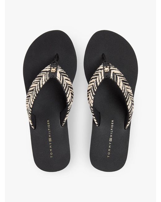 Tommy Hilfiger White Rope Strap Wedge Flip-Flops