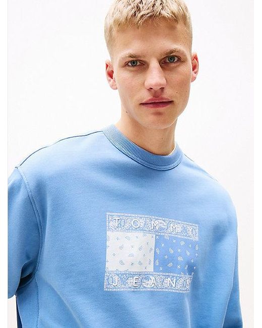 Sudadera De Corte Amplio Con Logo De Cachemir Tommy Hilfiger de hombre de color Blue