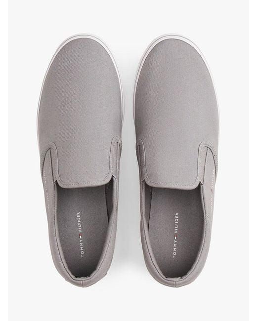 Tommy Hilfiger White Canvas Slip-On Trainers for men