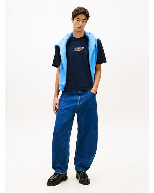 Tommy Hilfiger Blue 90S Logo Embroidery Jersey T-Shirt for men
