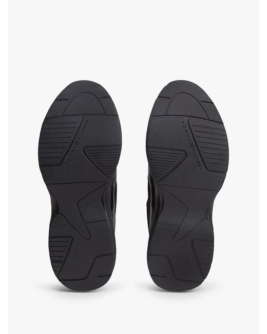 Tommy Hilfiger Black Th Monogram Mixed Texture Leather Trainers