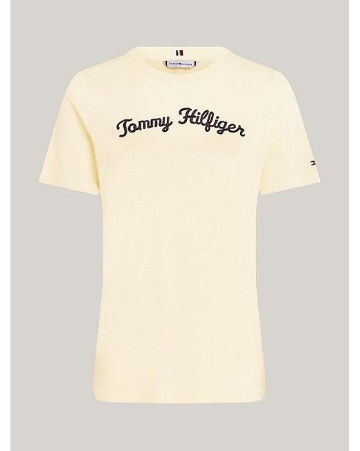 Tommy Hilfiger Blue T-Shirt mit aufgesticktem Schreibschrift-Logo