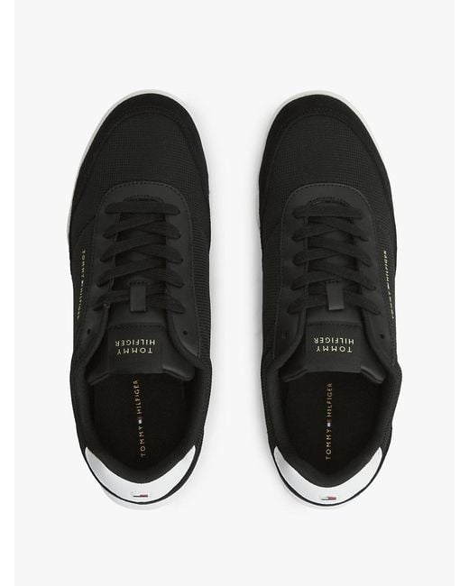 Tommy Hilfiger Black Mixed Texture Low Profile Cupsole Trainers for men