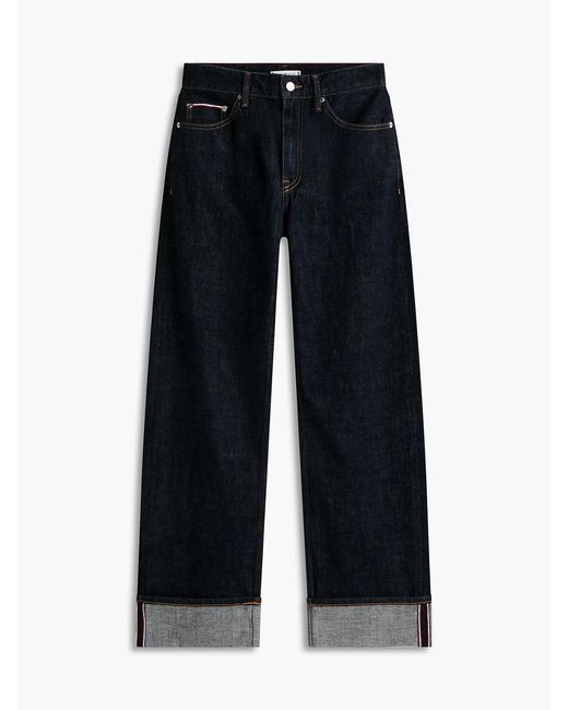 Tommy Hilfiger White Selvedge Mid Rise Loose Straight Leg Jeans