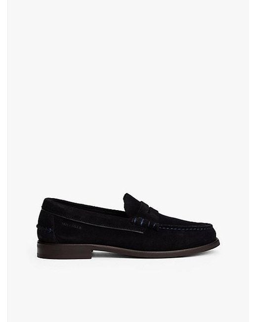 Tommy Hilfiger Suède Loafer Met Logo in het Black voor heren