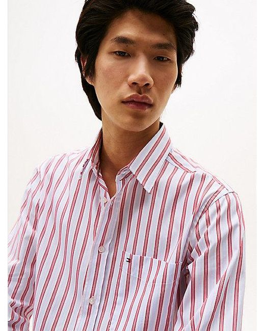 Tommy Hilfiger Regular Fit Dobby Overhemd Met All-Overstreep in het Red voor heren