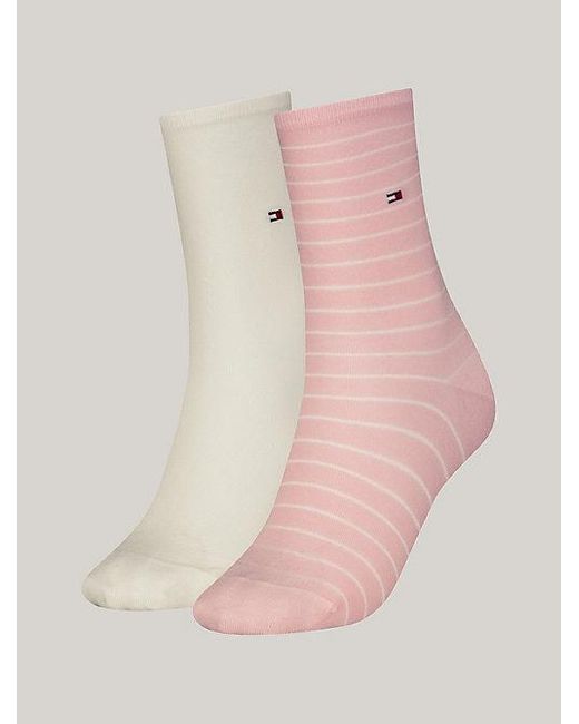 Tommy Hilfiger Set Met 2 Paar Gestreepte Sokken in het Pink