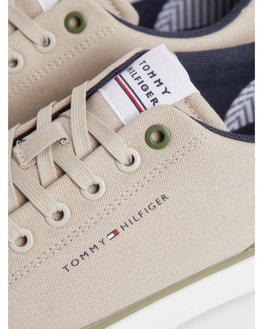 Tommy Hilfiger Canvas Logo Lace-up Trainers in White for Men | Lyst UK