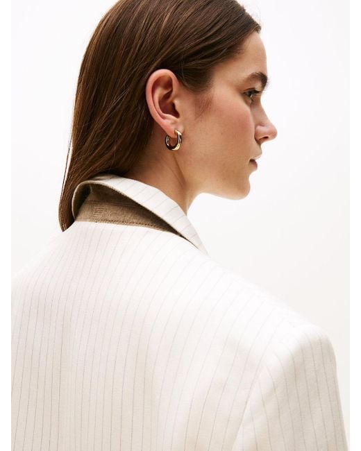 Blazer Relaxed Fit Con Motivo Gessato di Tommy Hilfiger in White