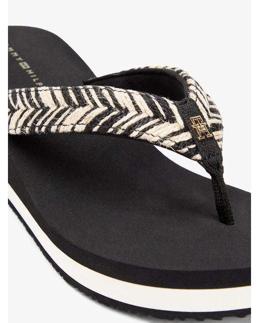 Tommy Hilfiger White Rope Strap Wedge Flip-Flops