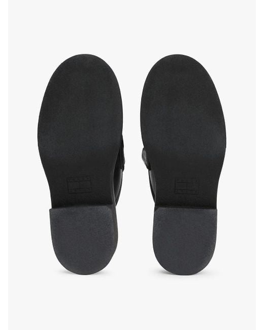 Tommy Hilfiger Black Leather Loafer Mules