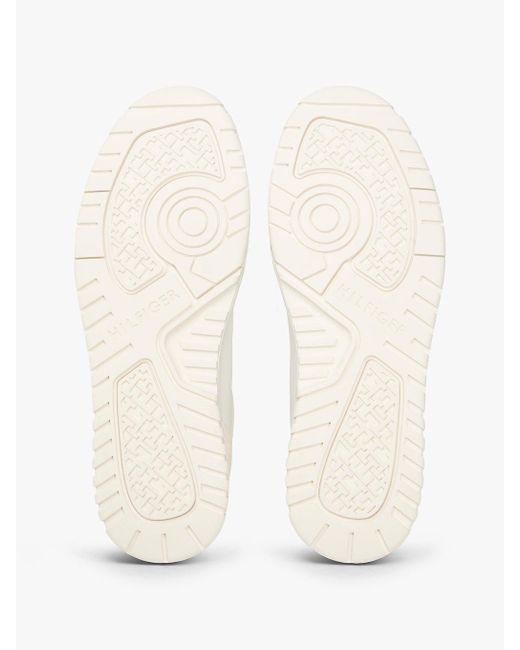 Tommy Hilfiger White Mixed Texture Basketball Trainers With Leather for men