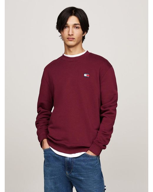 Tommy Hilfiger Red Tommy Badge Crew Neck Sweatshirt for men