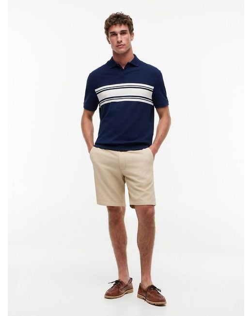 Tommy Hilfiger Blue Classic Fit Stripe Pique Polo Shirt for men
