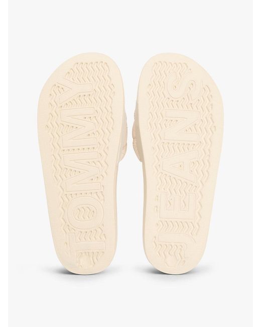 Tommy Hilfiger Natural Embossed Braided Strap Slides
