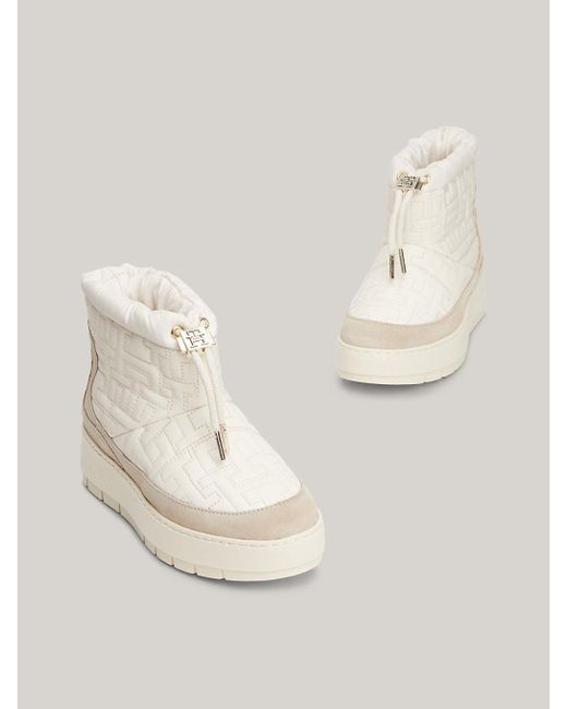 Tommy Hilfiger Natural Th Monogram Suede Snow Boots