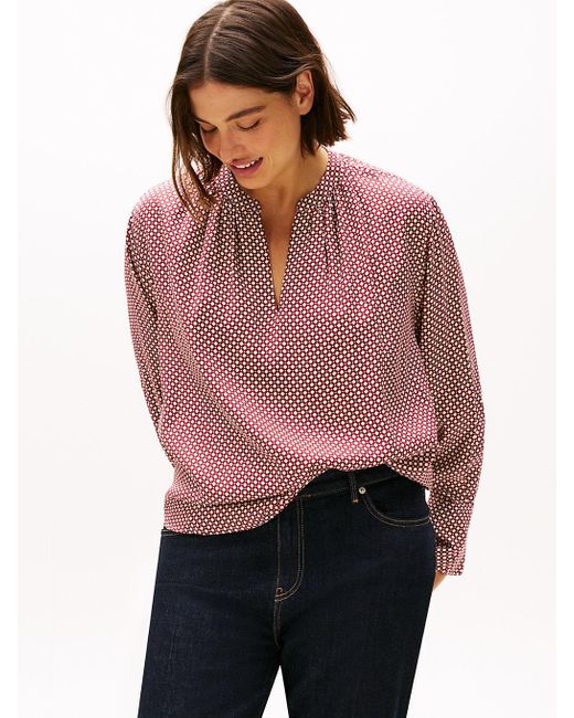Blouse Curve À Motif Et Col En V Froncé Tommy Hilfiger en coloris Red