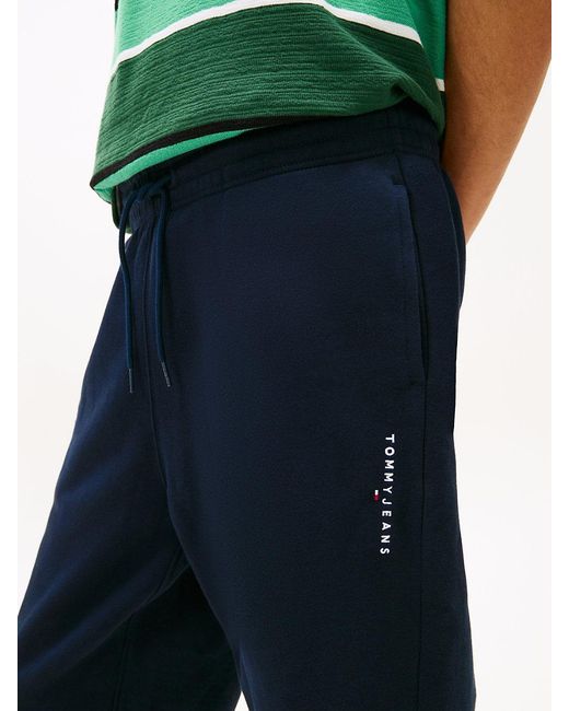 Tommy Hilfiger Blue Linear Logo Fleece Drawstring Joggers for men