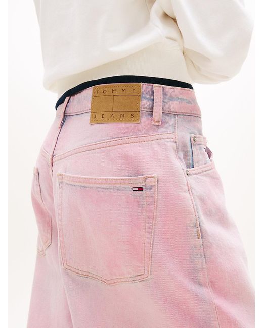 Tommy Hilfiger Pink Mid Rise Loose Wide Leg Jeans