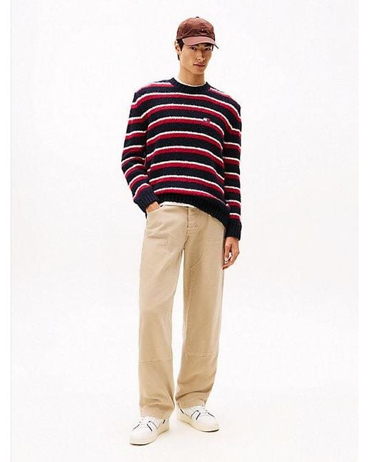 Tommy Hilfiger Gestreepte Trui Met Alpaca En Tommy-Badge in het Blue voor heren
