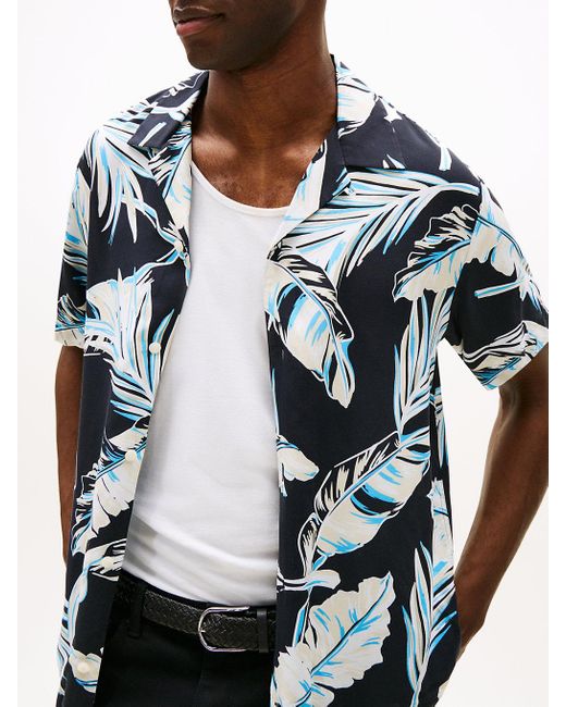 Tommy Hilfiger Gray Lightweight Regular Fit Tropical Short Sleeve Shirt for men