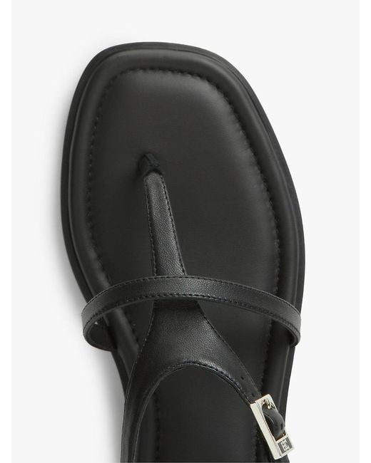 Tommy Hilfiger Black Leather Strap Toe Post Sandals