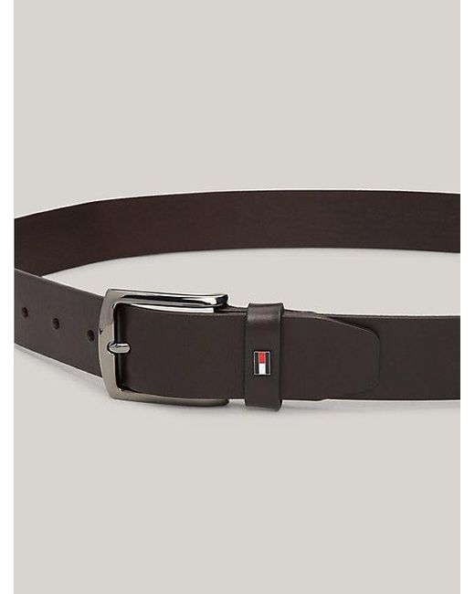 Cinturón Denton de piel con logo esmaltado Tommy Hilfiger de hombre de color Brown