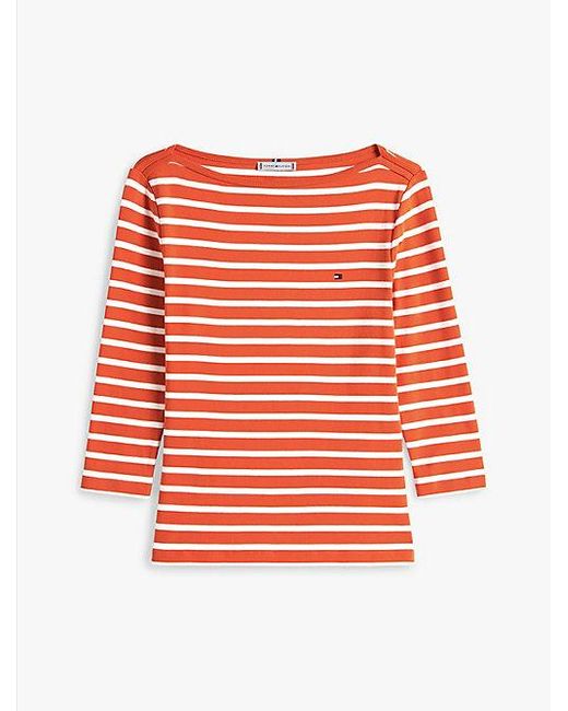 Tommy Hilfiger Orange Slim Fit T-Shirt Mit U-Boot-Ausschnitt