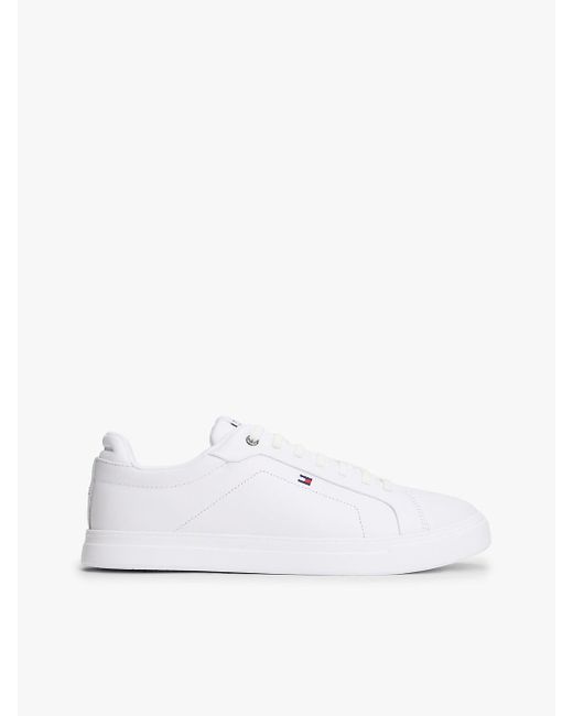 Tommy Hilfiger White Hilfiger Icon Leather Court Trainers for men