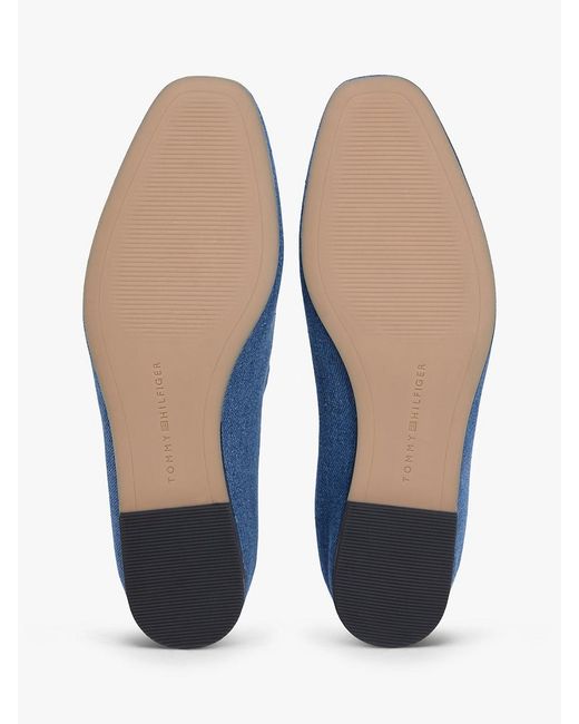 Tommy Hilfiger Blue Canvas Elasticated Strap Ballerinas