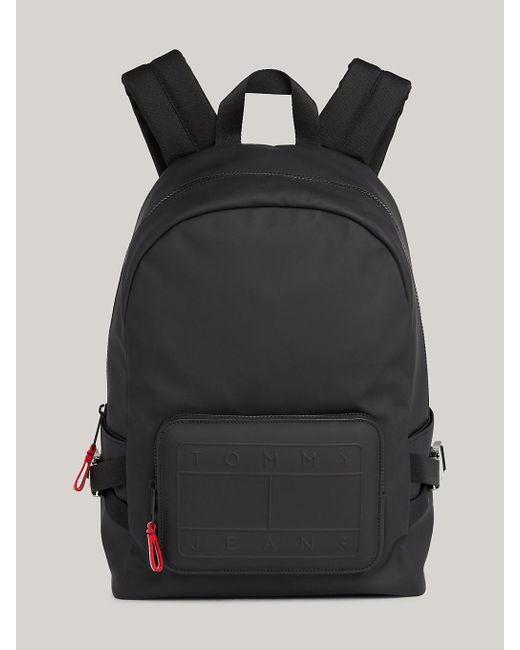 Tommy Hilfiger Black Smooth Embossed Logo Backpack for men