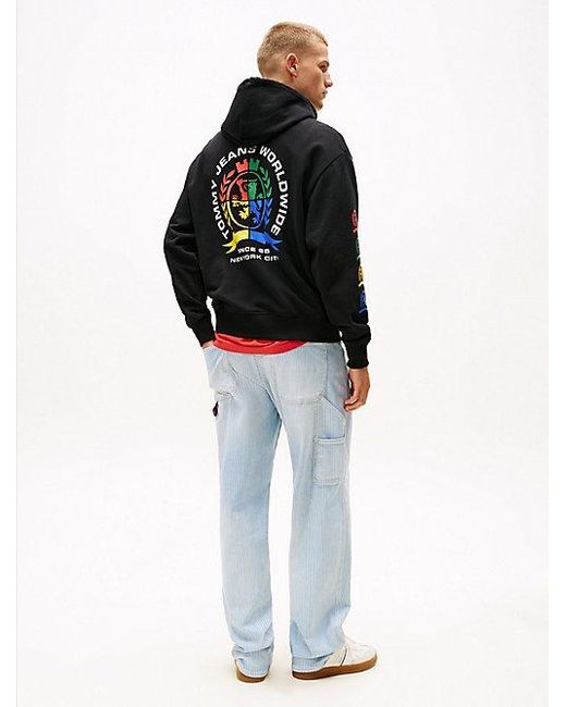 Tommy Hilfiger Crest Relaxed Fit Hoodie Mit Grafik Hinten in Black für Herren