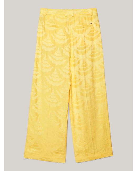 Tommy Hilfiger Yellow Scallop Jacquard High Rise Tapered Leg Trousers
