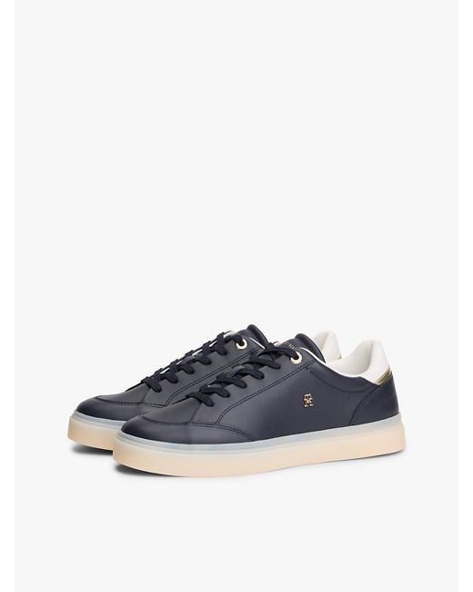 Tommy Hilfiger Blue Th Monogram Leather Trainers