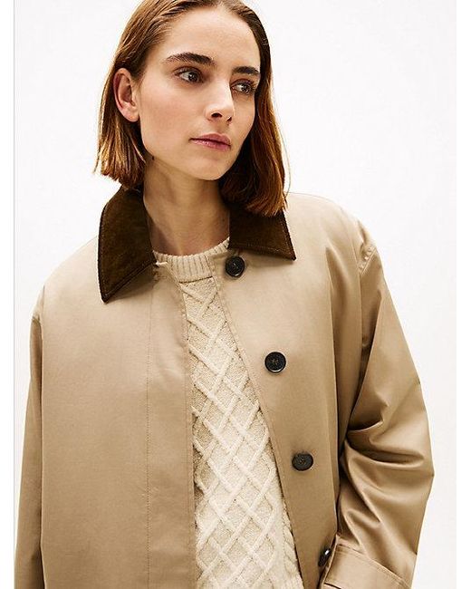 Tommy Hilfiger Waterafstotende 2-In-1 Jas Van Twill in het Natural