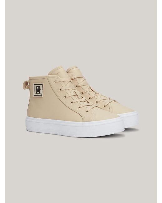 Tommy Hilfiger Natural Th Monogram Leather High-top Trainers
