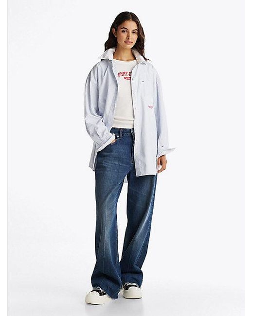 Tommy Hilfiger Oversized Overhemd Met Strepen in het White