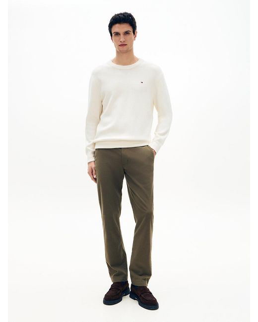 Tommy Hilfiger White Flag Embroidery Crew Neck Relaxed Jumper for men