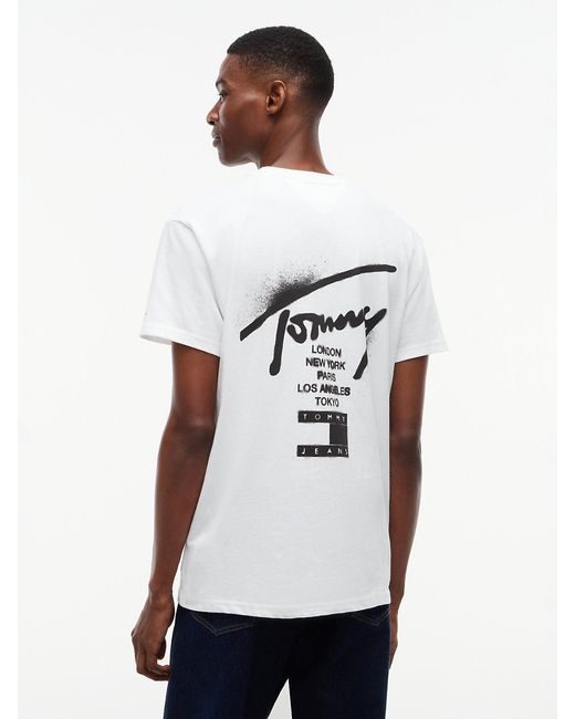 Tommy Hilfiger White Signature Back Logo Jersey T-Shirt for men