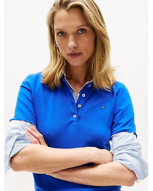 Tommy Hilfiger Blue 1985 Slim Fit Poloshirt Aus Stretch-Piqué