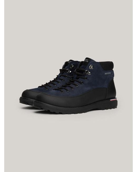 Tommy Hilfiger Blue Leather Lace-up Ankle Boots for men