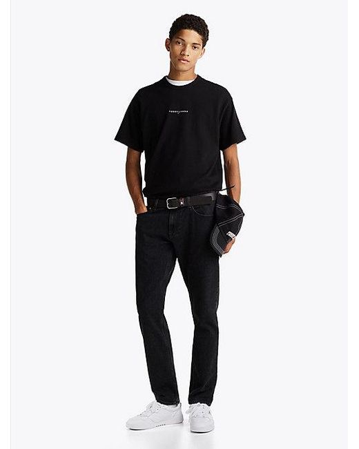 Tommy Hilfiger Relaxed Fit T-Shirt Met Geborduurd Logo in het Black voor heren