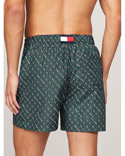 Tommy Hilfiger Essential Medium Lange Zwembroek Met Print in het Green voor heren