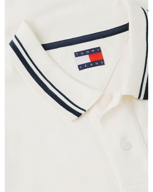 Tommy Hilfiger White Tommy Flag Regular Fit Tipped Polo Shirt for men