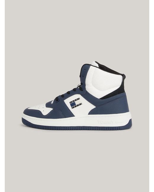 Tommy Hilfiger Blue Retro Leather Basketball Mid-top Trainers for men