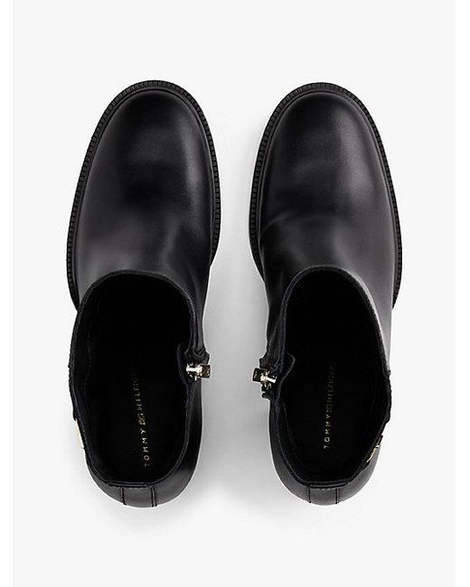 Tommy Hilfiger Black Leder-Stiefelette Mit Th-Monogramm-Horsebit